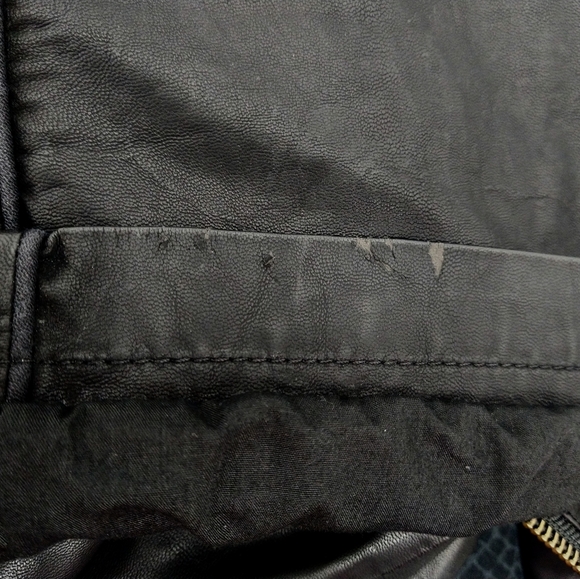 Free People Women's Black Faux Leather Asymmetrical Zip Collared Moto Jacket Sz2 - Picture 13 of 16